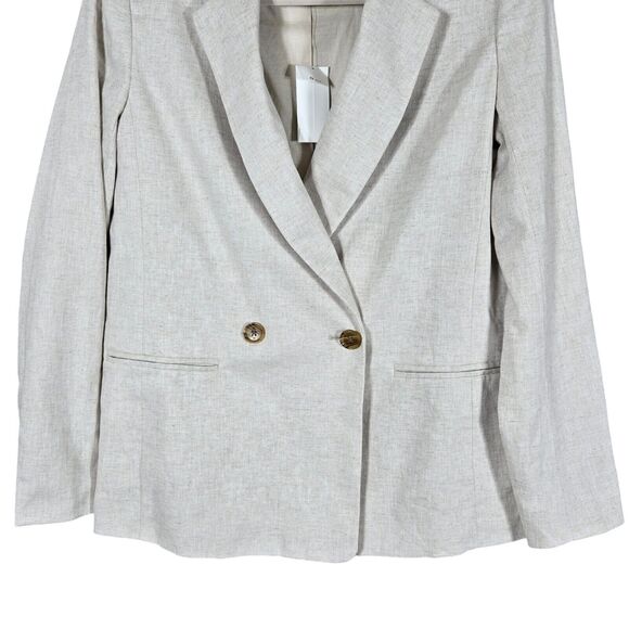 Banana Republic Blazer Womens 0 Linen Blend Double Breasted Natural Flax Lined - Picture 3 of 11